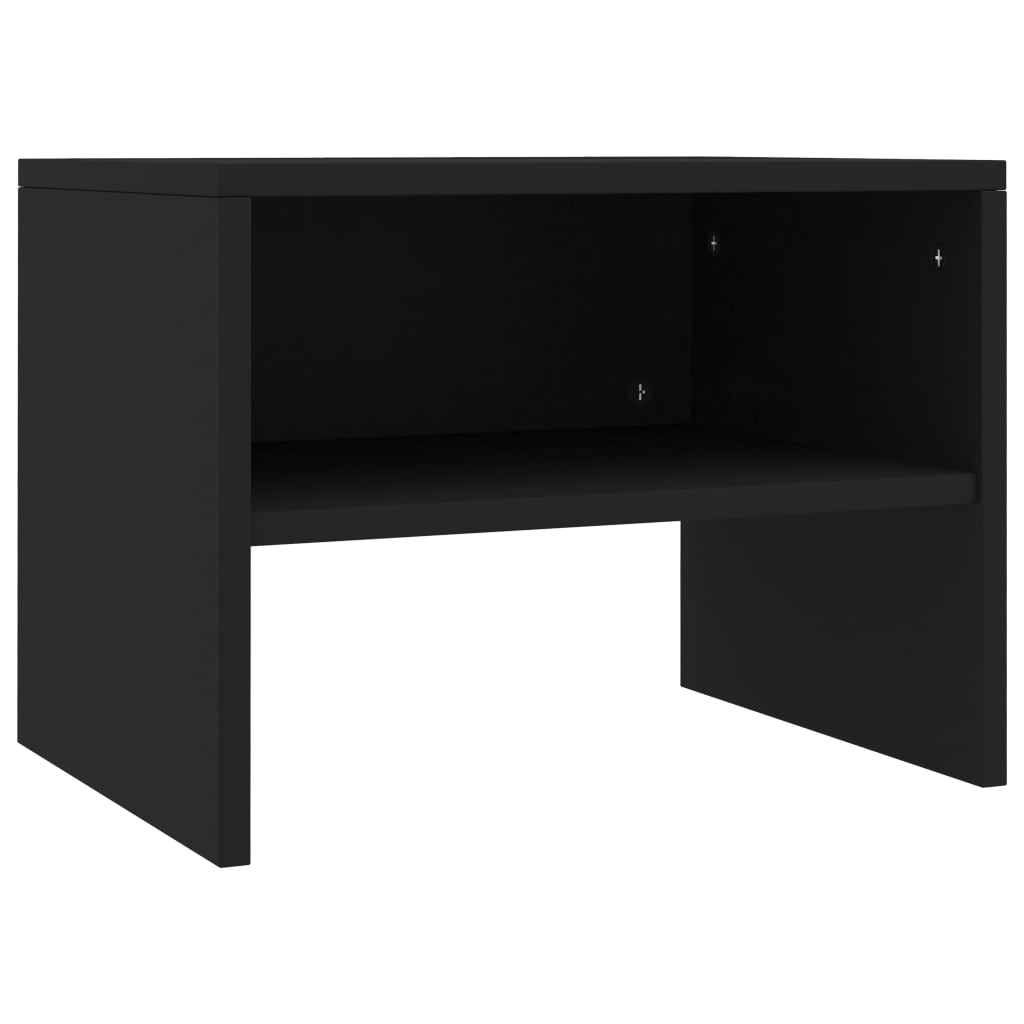 sengeborde 2 stk. 40x30x30 cm konstrueret træ Sort