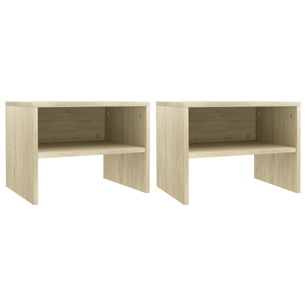 sengeborde 2 stk. 40x30x30 cm konstrueret træ Sonoma-eg