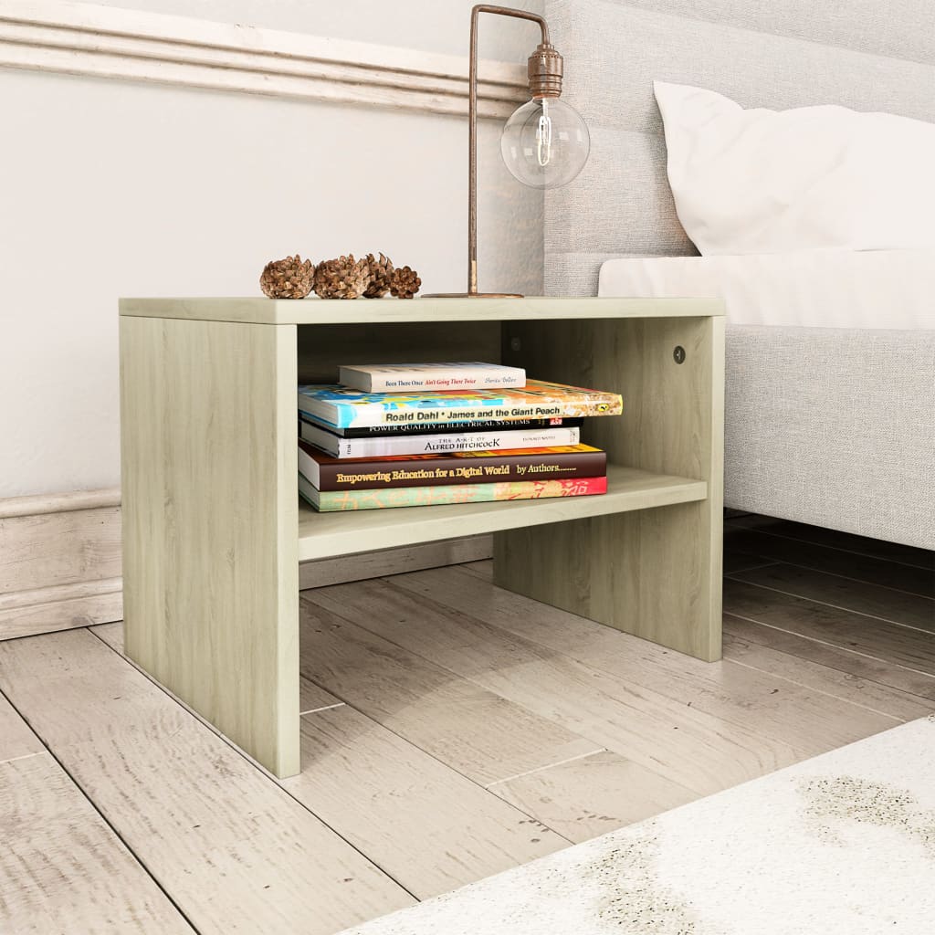 sengeborde 2 stk. 40x30x30 cm konstrueret træ Sonoma-eg