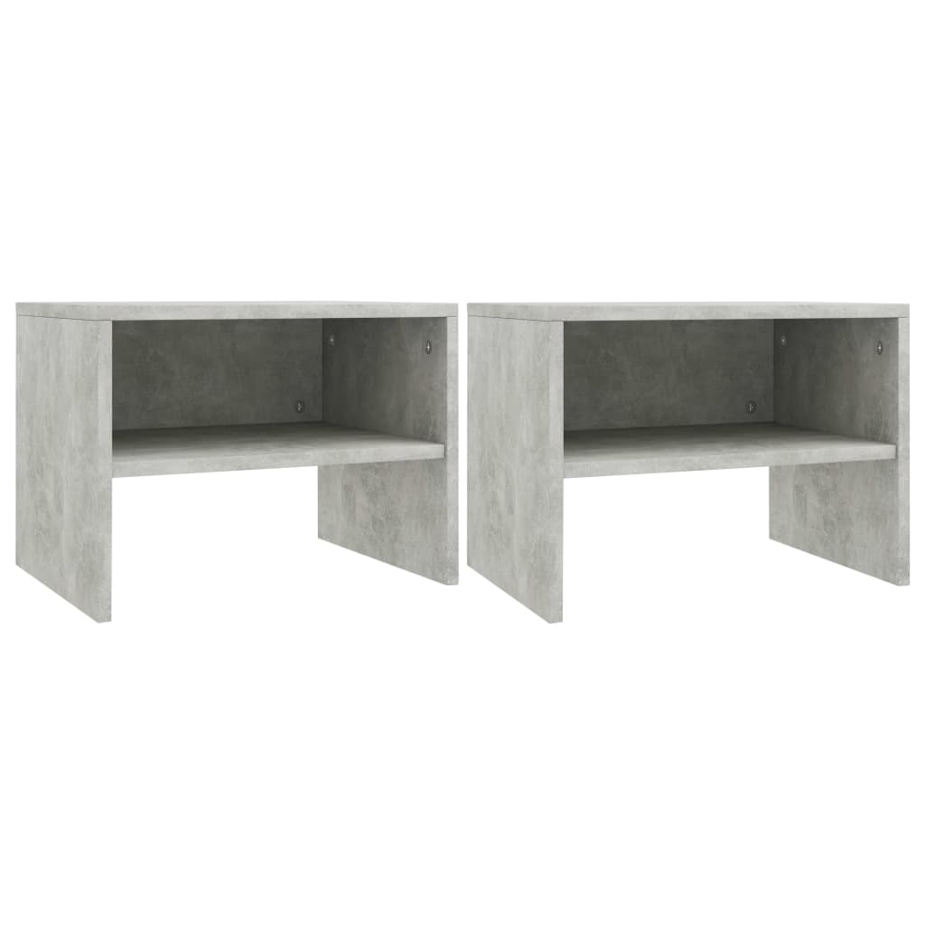 sengeborde 2 stk. 40x30x30 cm konstrueret træ Betongrå