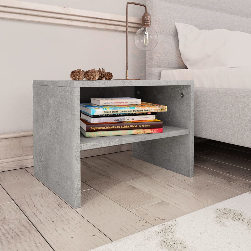 sengeborde 2 stk. 40x30x30 cm konstrueret træ Betongrå