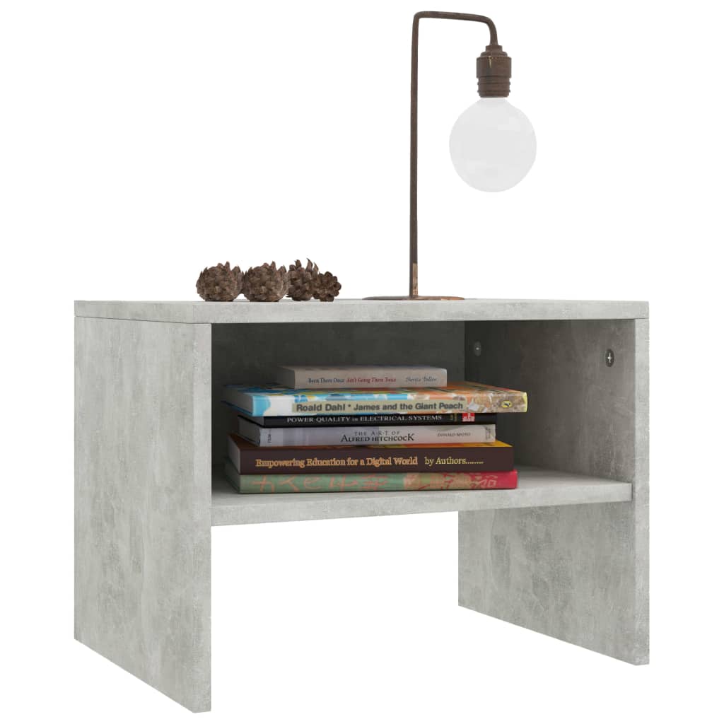 sengeborde 2 stk. 40x30x30 cm konstrueret træ Betongrå
