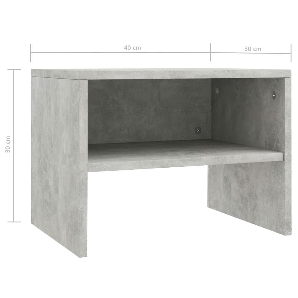 sengeborde 2 stk. 40x30x30 cm konstrueret træ Betongrå
