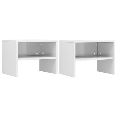 sengebord 2 stk. 40x30x30 cm konstrueret træ hvid højglans