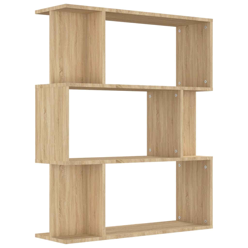 bogreol/rumdeler 80x24x96 cm konstrueret træ sonoma-eg