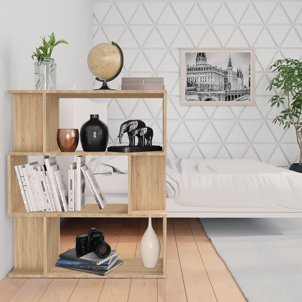 bogreol/rumdeler 80x24x96 cm konstrueret træ sonoma-eg