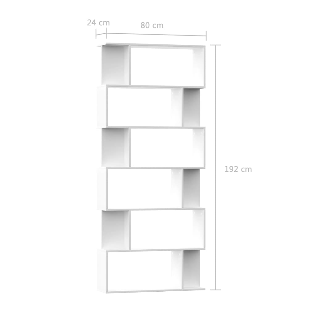 bogreol/rumdeler 80x24x192 cm konstrueret træ hvid