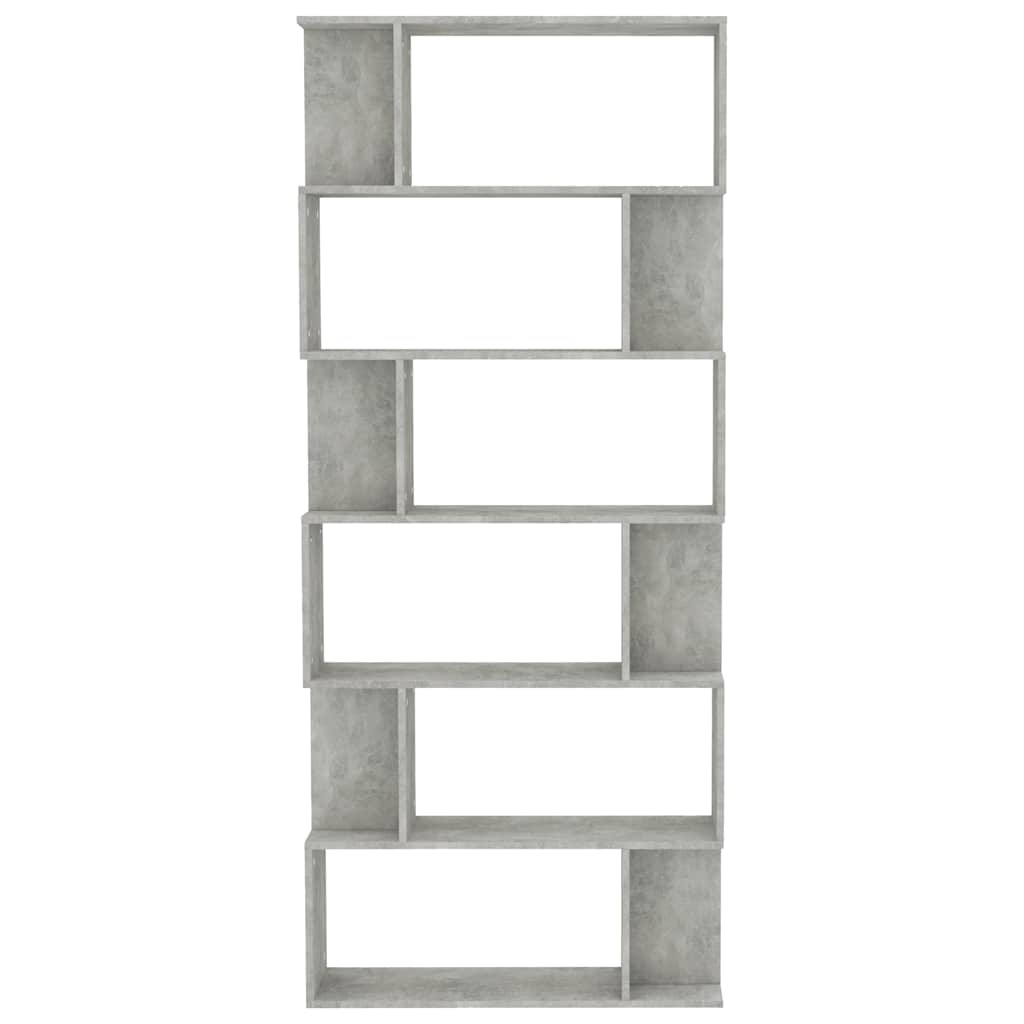 bogreol/rumdeler 80x24x192 cm konstrueret træ betongrå