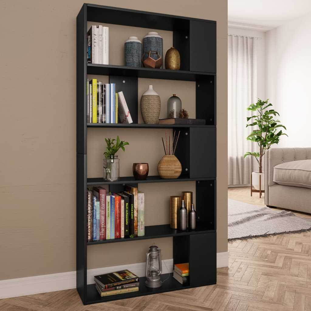 bogreol/rumdeler 80x24x159 cm konstrueret træ sort
