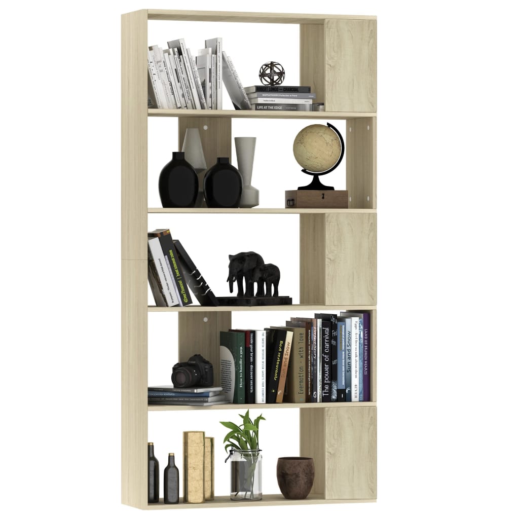 bogreol/rumdeler 80x24x159 cm konstrueret træ sonoma-eg