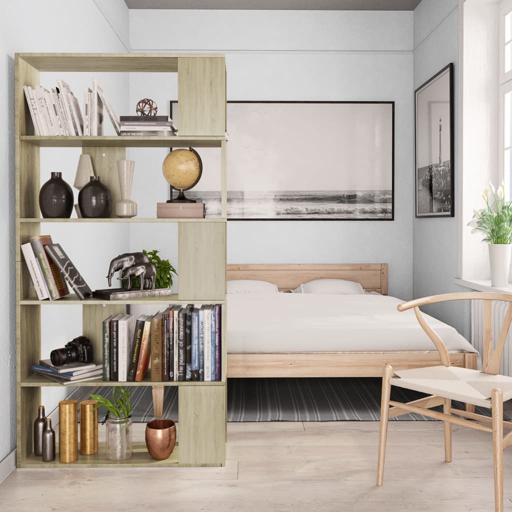 bogreol/rumdeler 80x24x159 cm konstrueret træ sonoma-eg