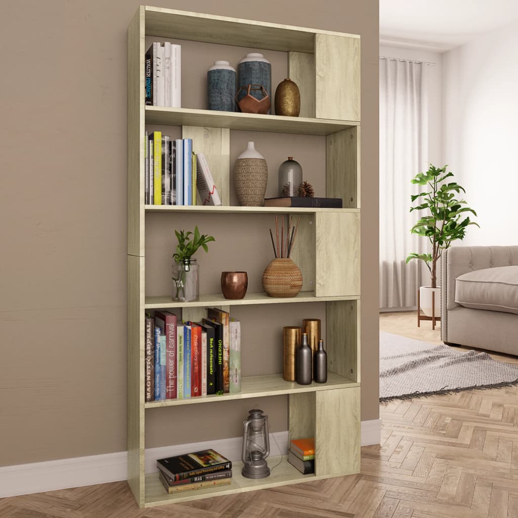 bogreol/rumdeler 80x24x159 cm konstrueret træ sonoma-eg