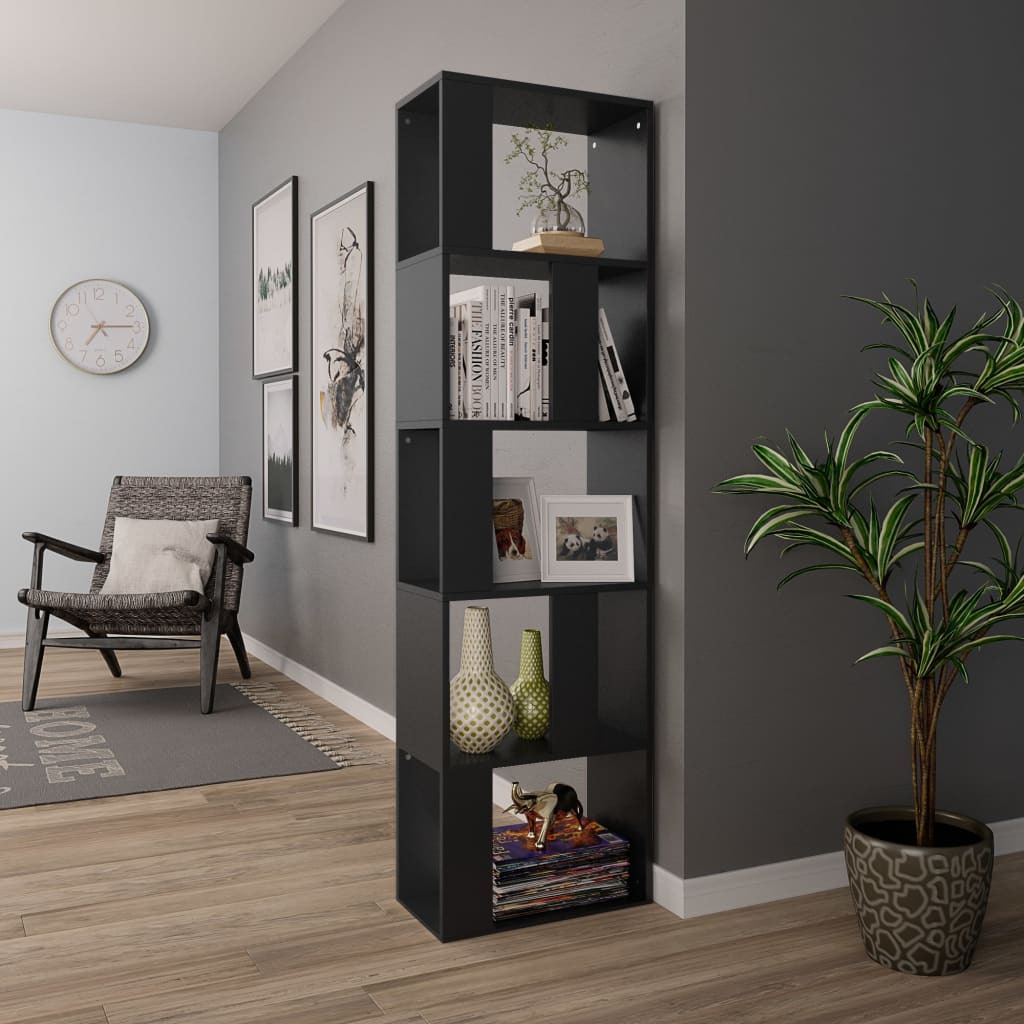 bogreol/rumdeler 45x24x159 cm konstrueret træ sort