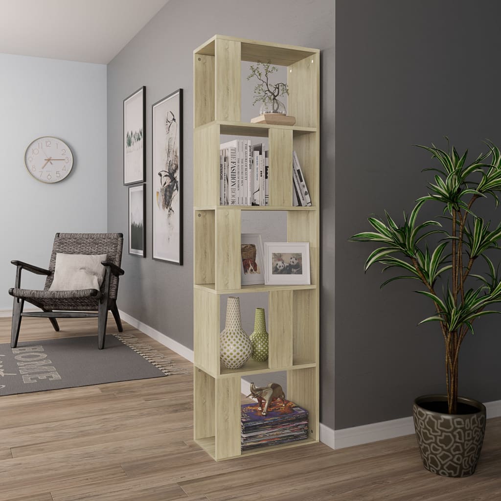 bogreol/rumdeler 45x24x159 cm konstrueret træ sonoma-eg