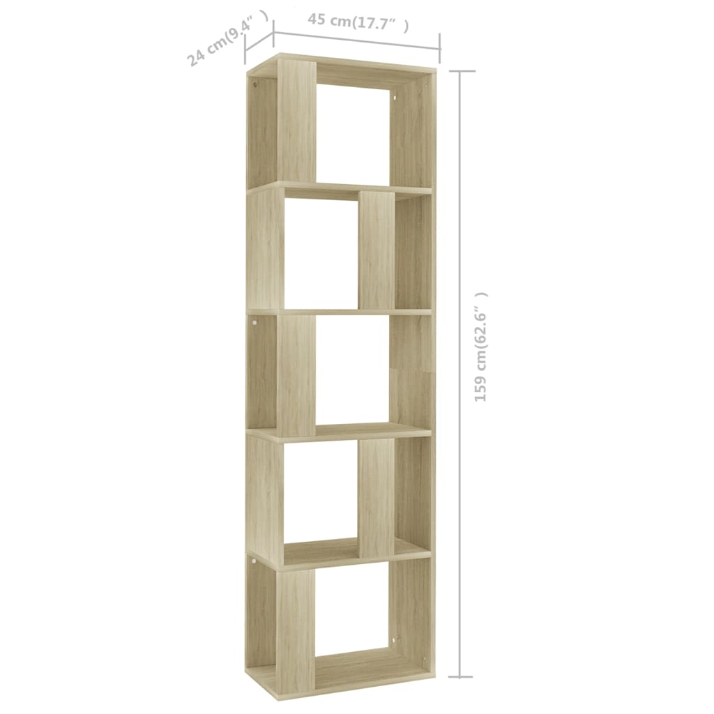 bogreol/rumdeler 45x24x159 cm konstrueret træ sonoma-eg