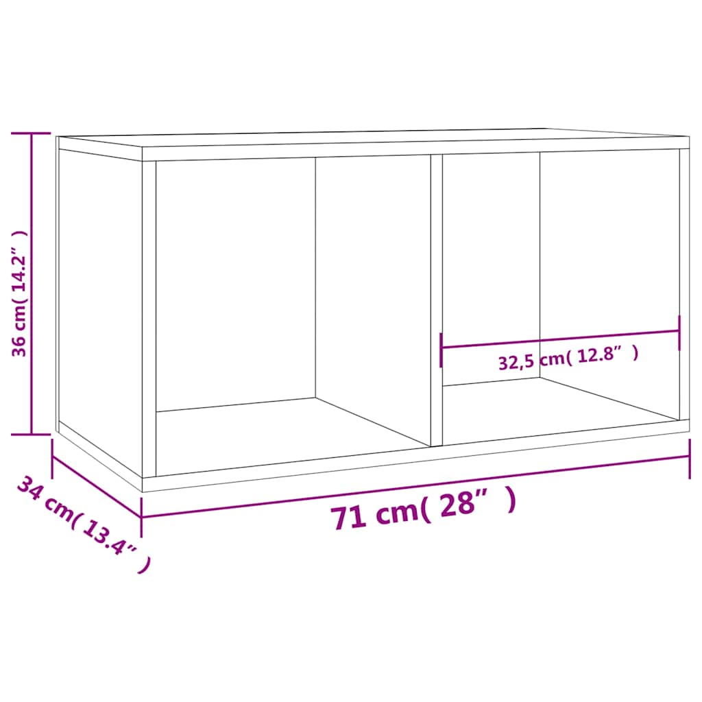 opbevaringsreol til lp'er 71x34x36 cm konstrueret træ sonoma-eg