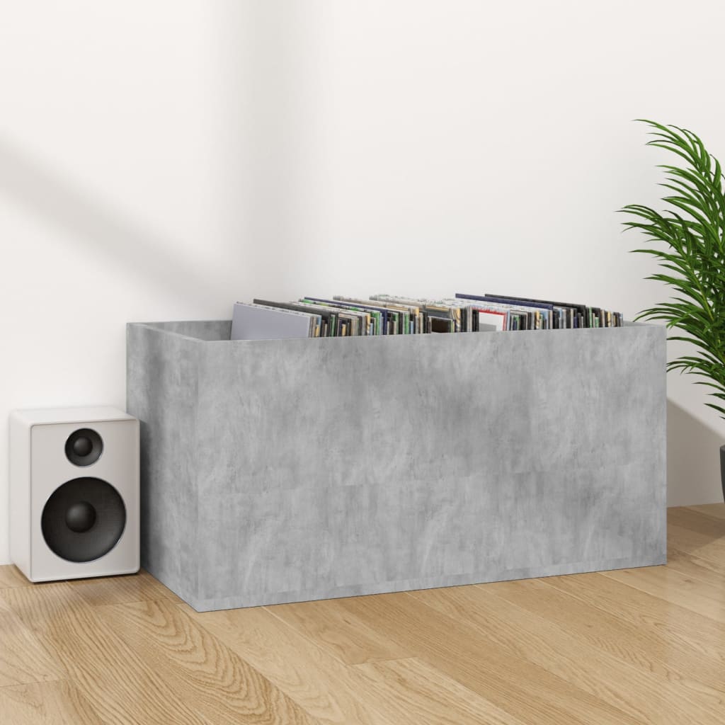 opbevaringsreol til lp'er 71x34x36 cm konstrueret træ betongrå