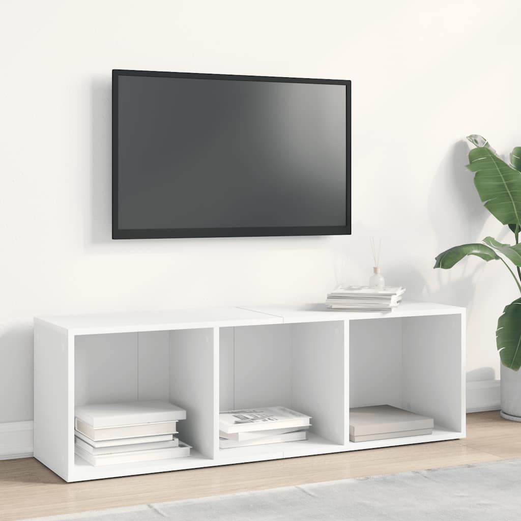bogreol/tv-bord 36x30x114 cm konstrueret træ hvid