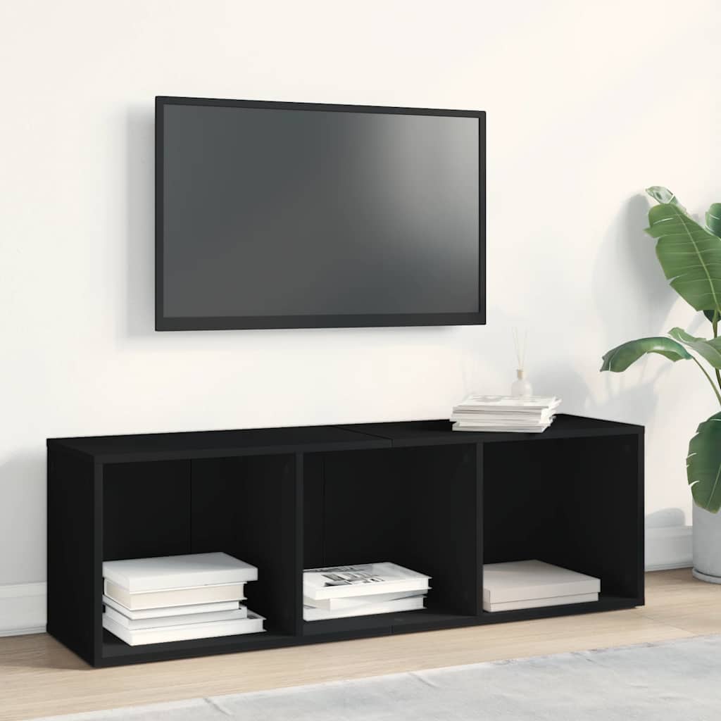 bogreol/tv-bord 36x30x114 cm konstrueret træ sort