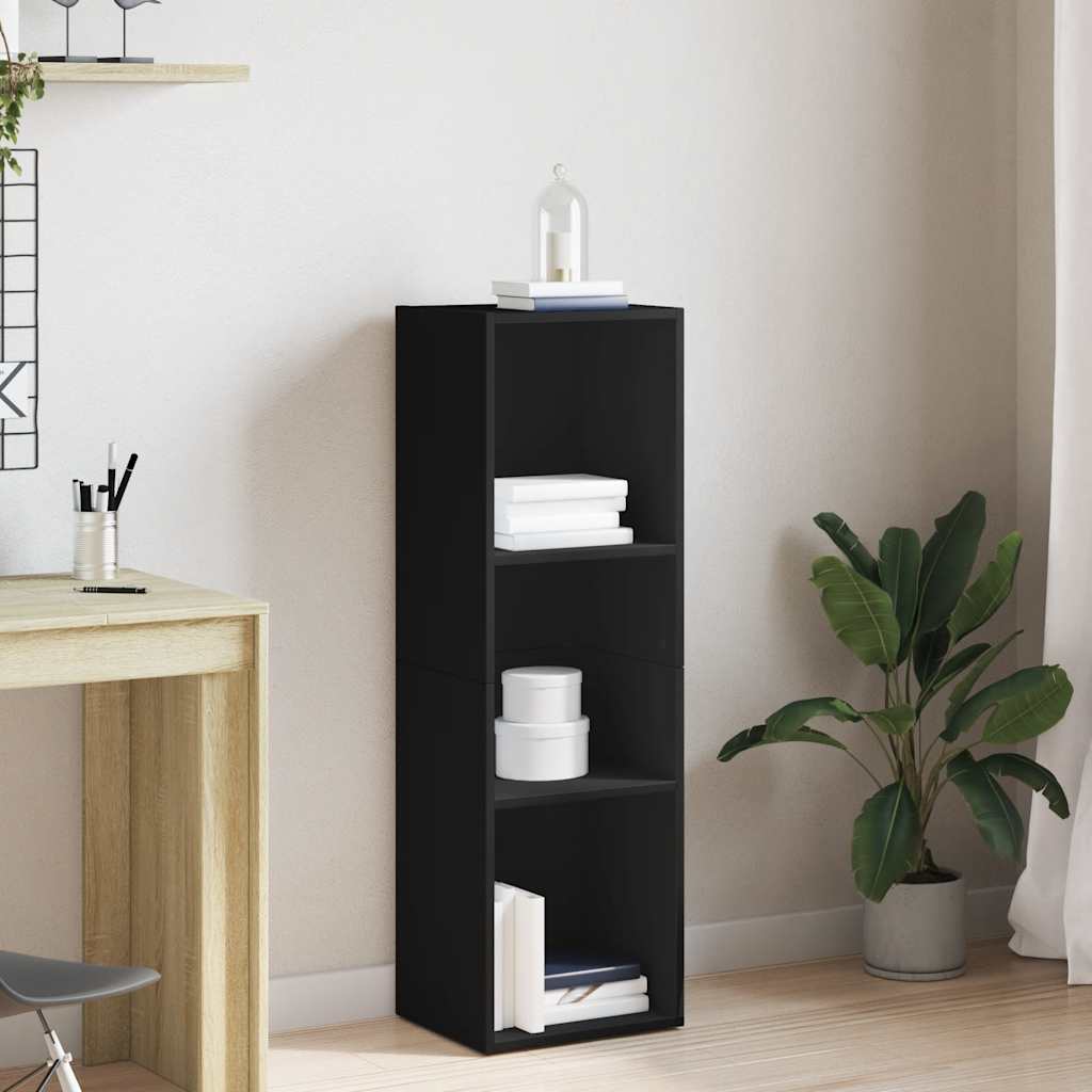 bogreol/tv-bord 36x30x114 cm konstrueret træ sort