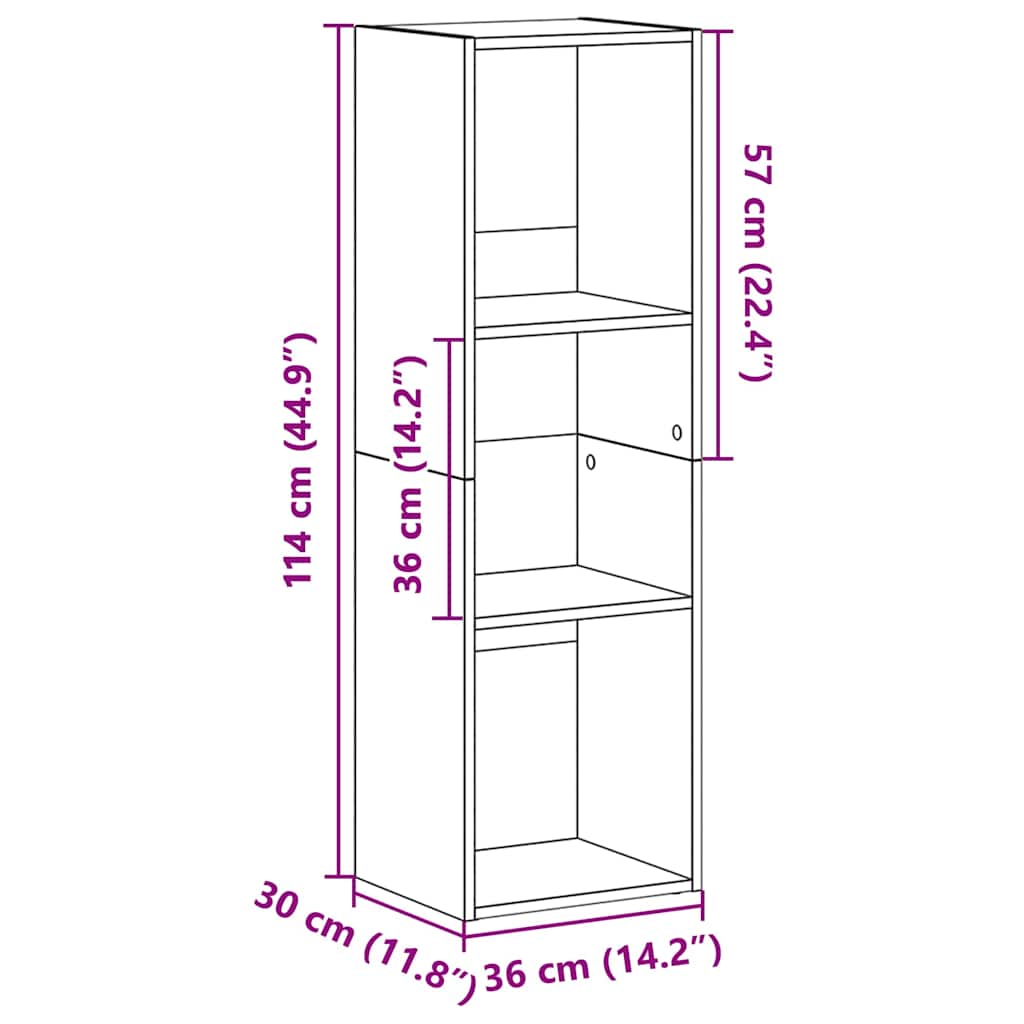 bogreol/tv-bord 36x30x114 cm konstrueret træ Sonoma-eg