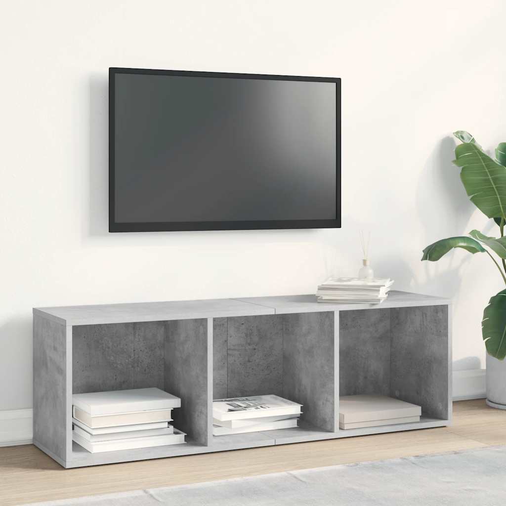 bogreol/tv-bord 36x30x114 cm konstrueret træ betongrå