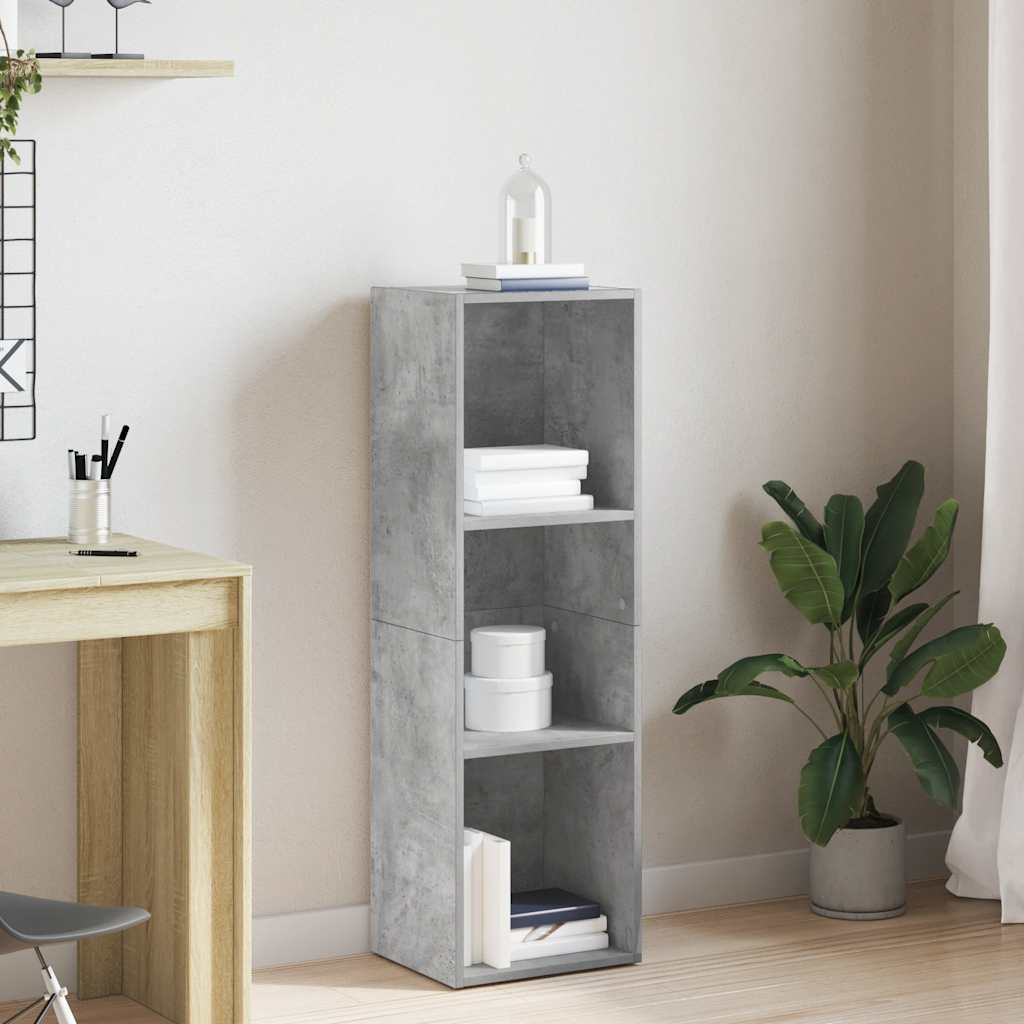 bogreol/tv-bord 36x30x114 cm konstrueret træ betongrå