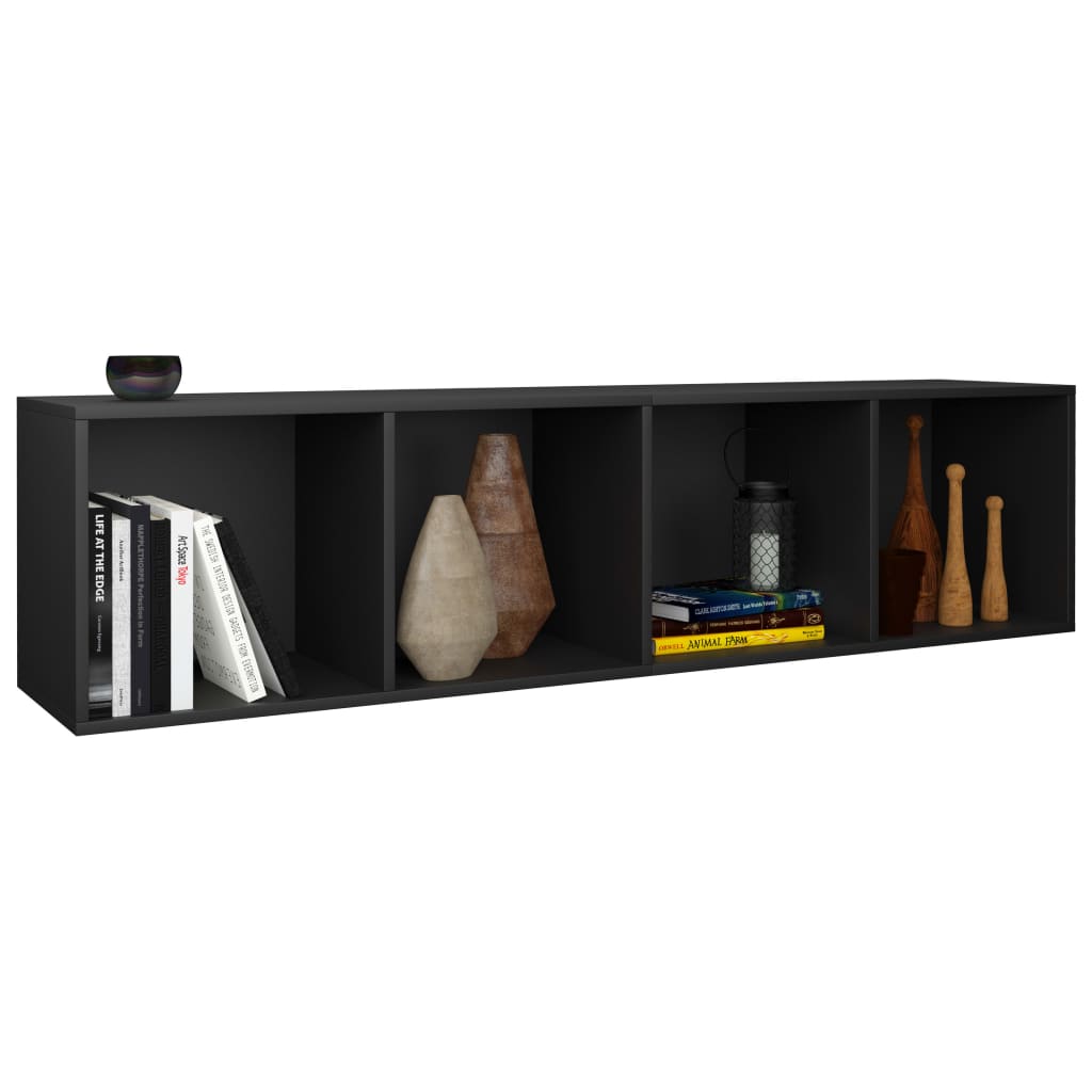 bogreol/tv-bord 36x30x143 cm konstrueret træ sort