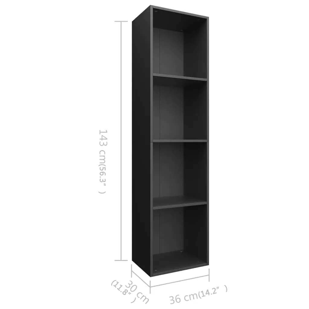 bogreol/tv-bord 36x30x143 cm konstrueret træ sort