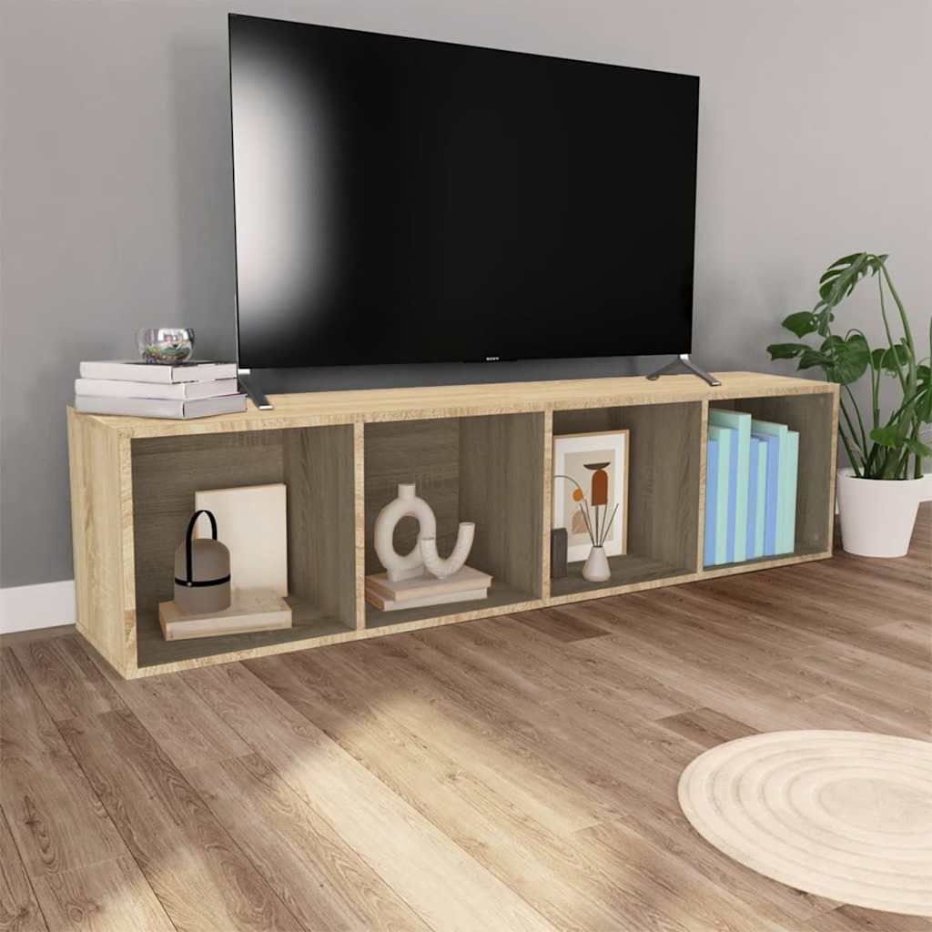 bogreol/tv-bord 36x30x143 cm konstrueret træ Sonoma-eg