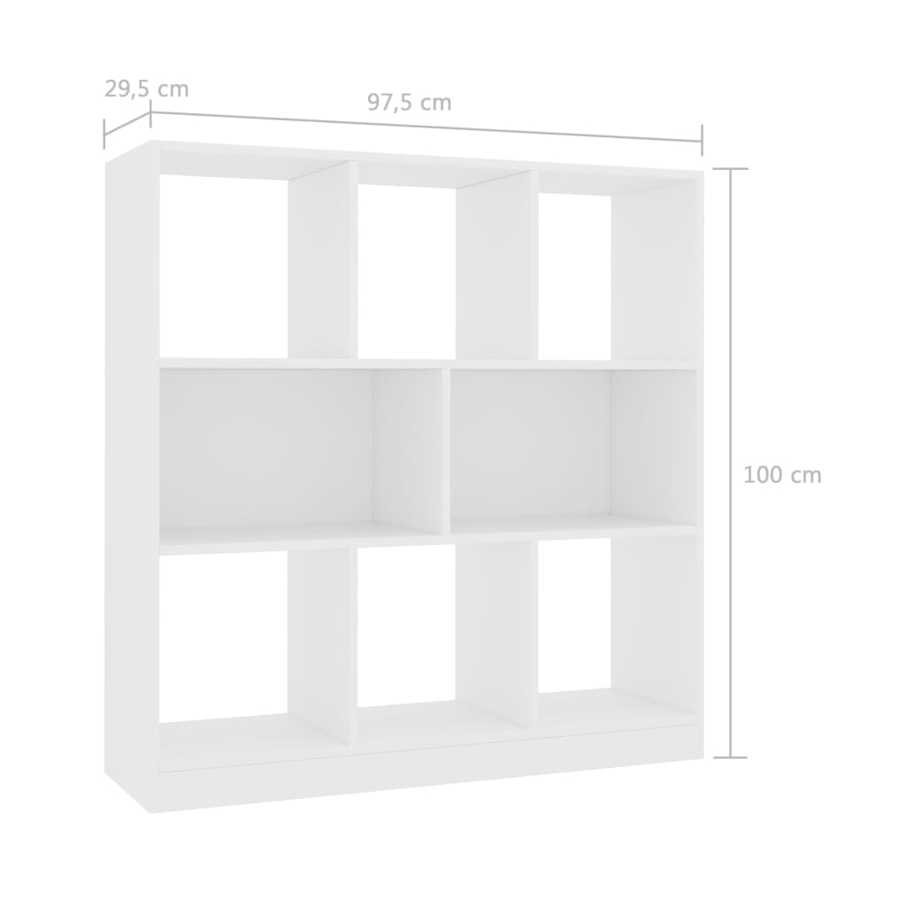bogreol 97,5x29,5x100 cm konstrueret træ hvid