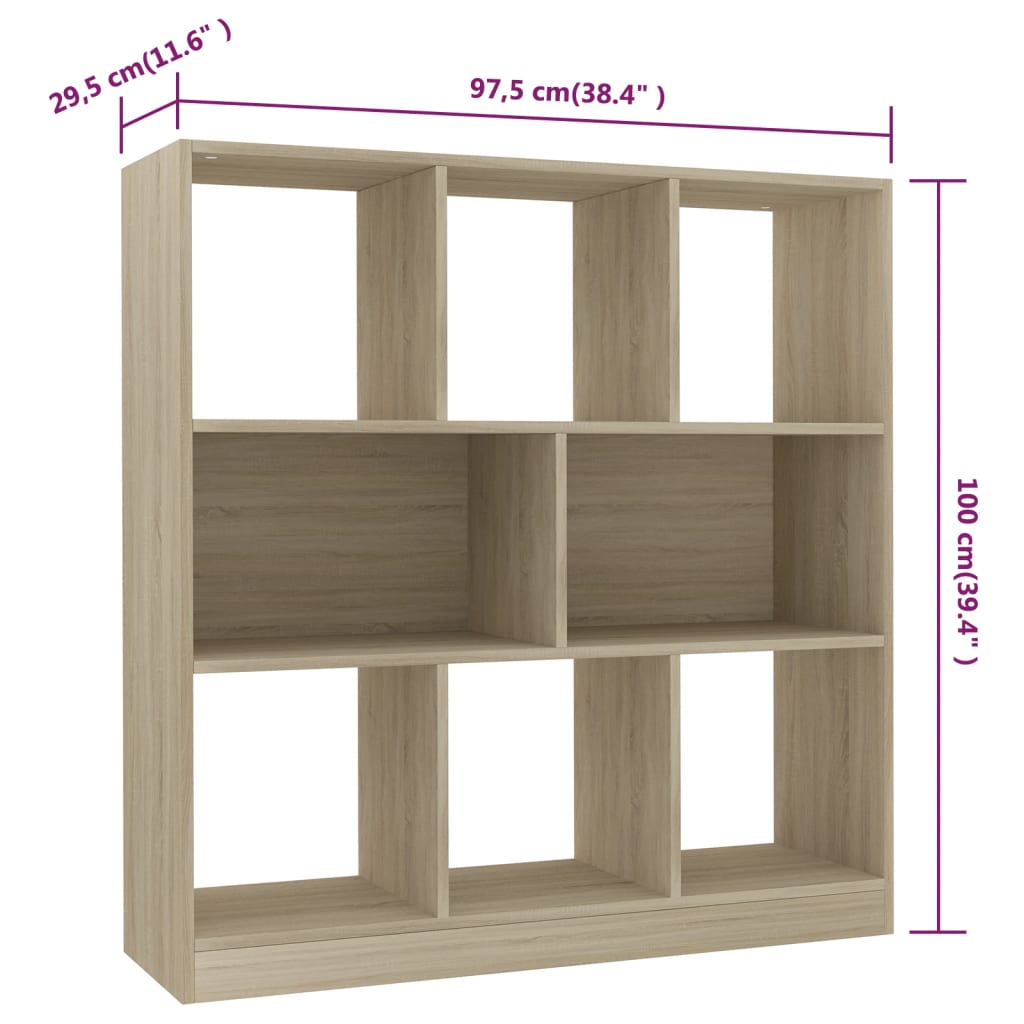 bogreol 97,5x29,5x100 cm konstrueret træ sonoma-eg