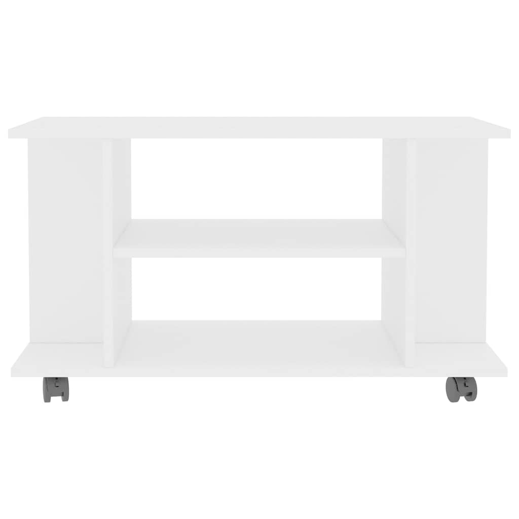 tv-skab med hjul 80x40x45 cm konstrueret træ hvid