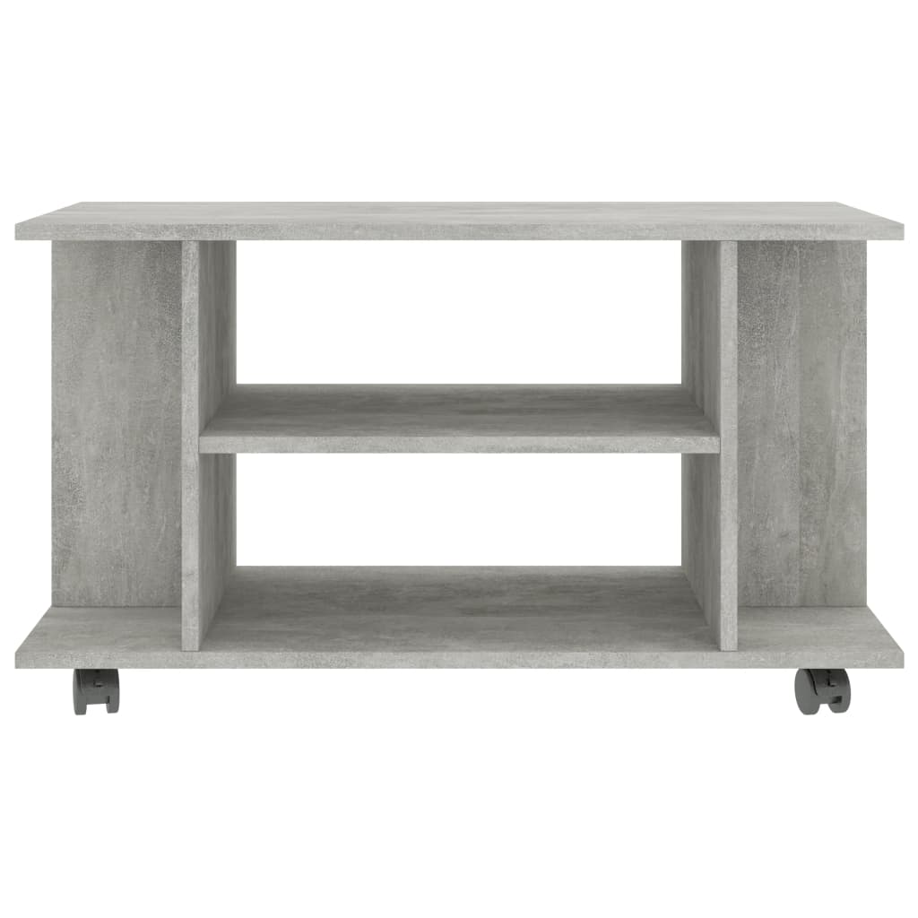 tv-skab med hjul 80x40x45 cm konstrueret træ betongrå