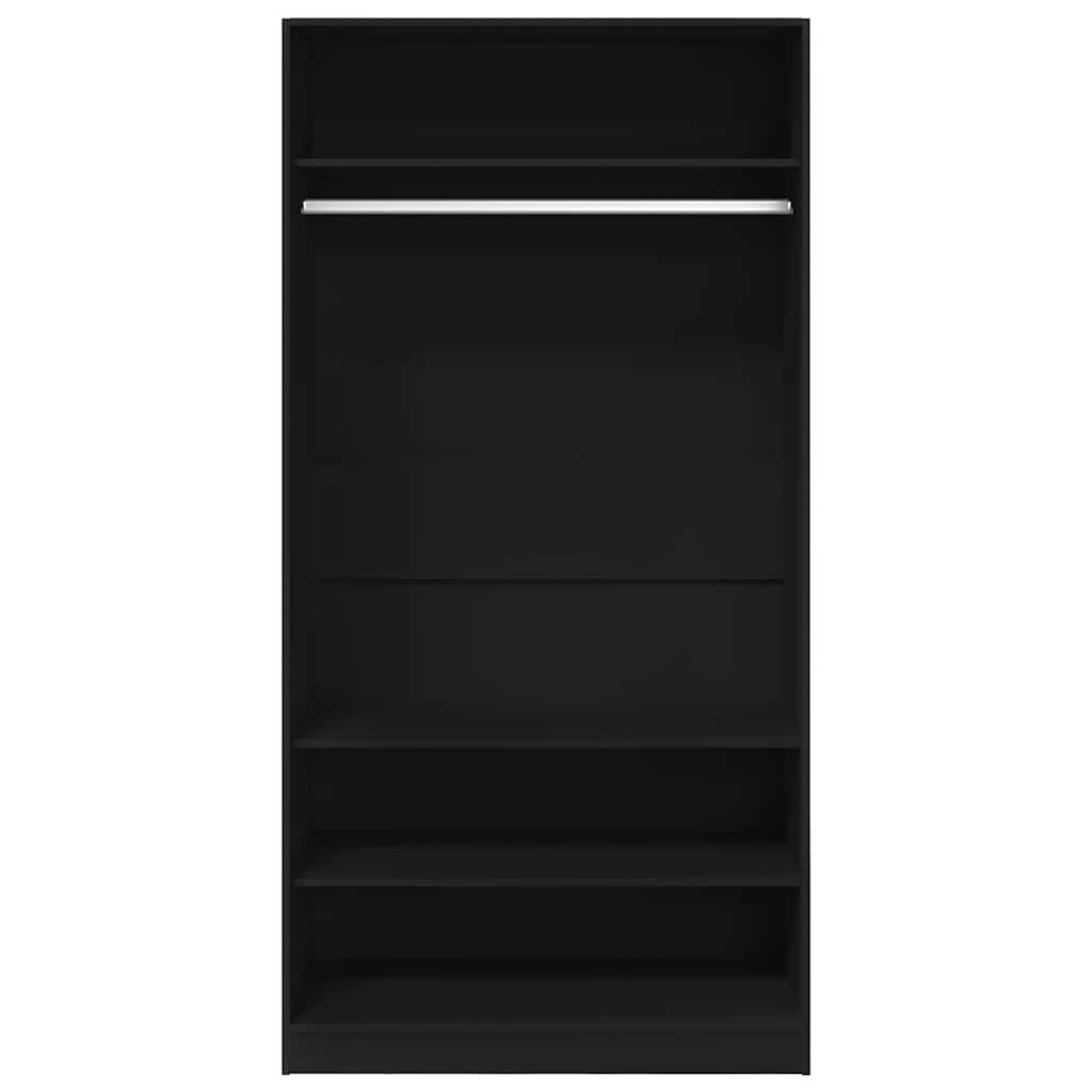 klædeskab 100x50x200 cm konstrueret træ sort