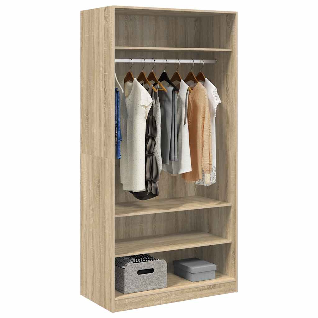 klædeskab 100x50x200 cm konstrueret træ sonoma-eg
