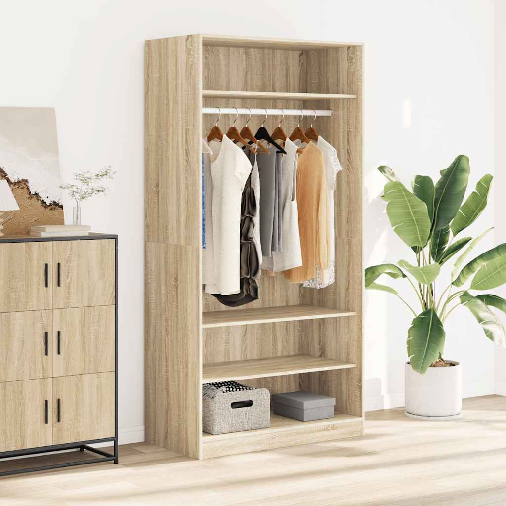 klædeskab 100x50x200 cm konstrueret træ sonoma-eg