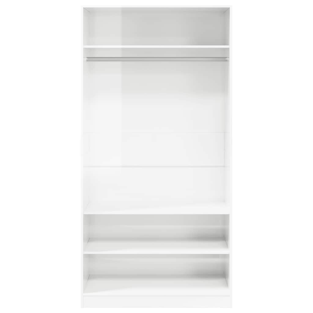 klædeskab 100x50x200 cm konstrueret træ hvid højglans