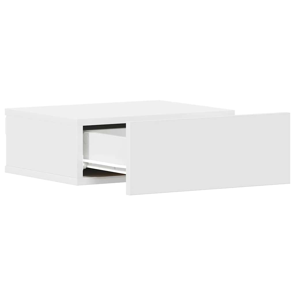 væghængt natbord 40x30x15 cm konstrueret træ hvid