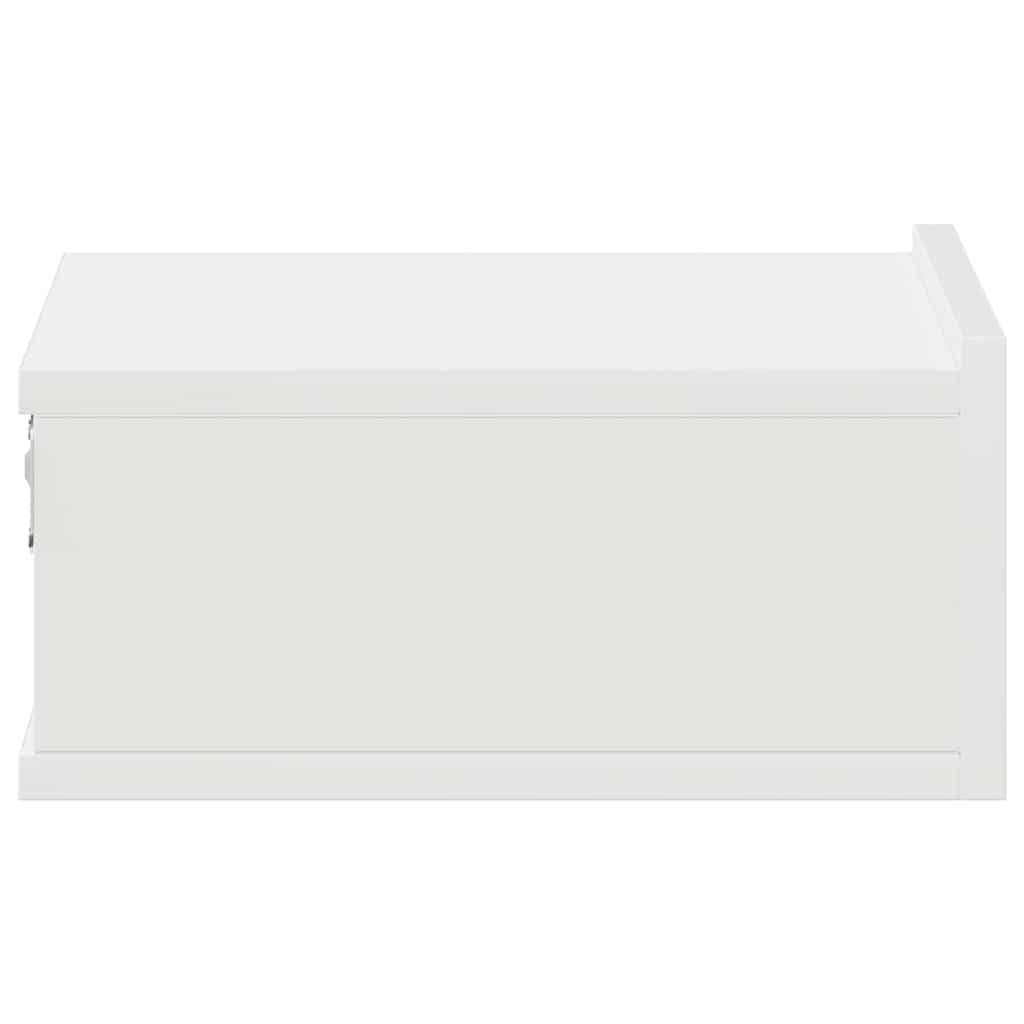 væghængt natbord 40x30x15 cm konstrueret træ hvid