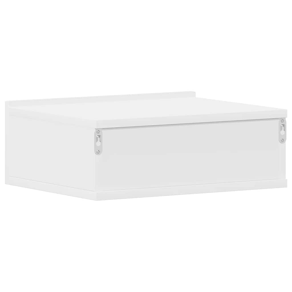svævende natborde 2 stk. 40 x 30 x 15 cm konstrueret træ hvid