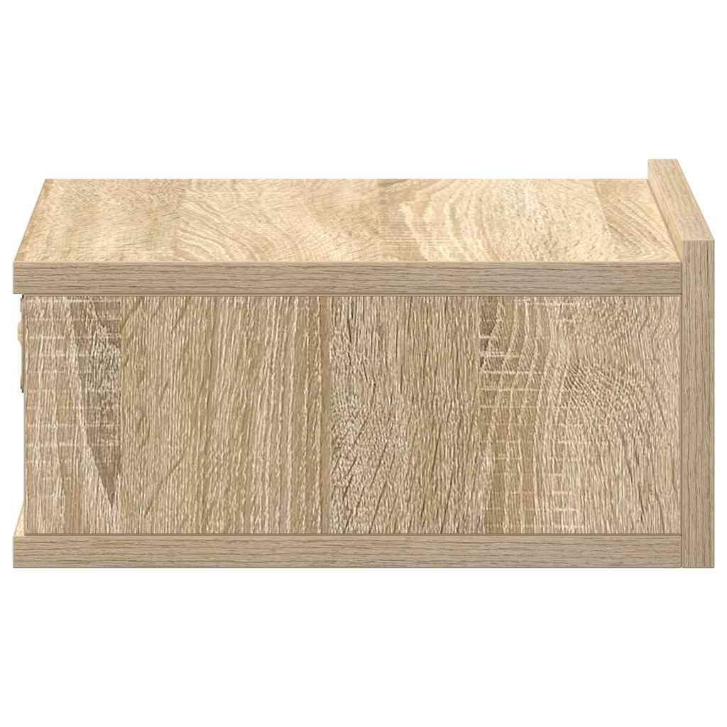 svævende natbord 40 x 30 x 15 cm konstrueret træ sonoma-eg
