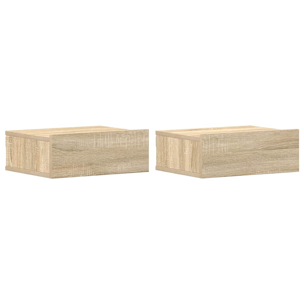 svævende natborde 2 stk. 40 x 30 x 15 cm konstrueret træ sonoma