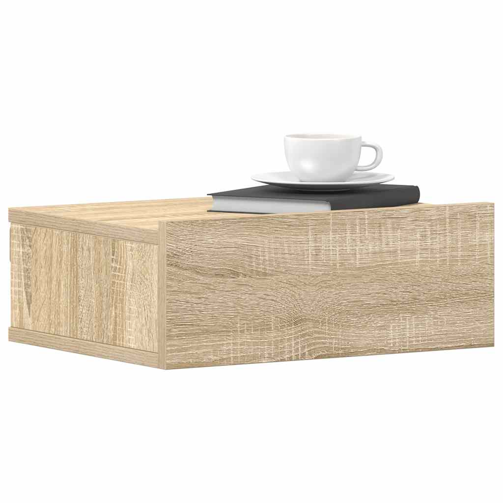 svævende natborde 2 stk. 40 x 30 x 15 cm konstrueret træ sonoma