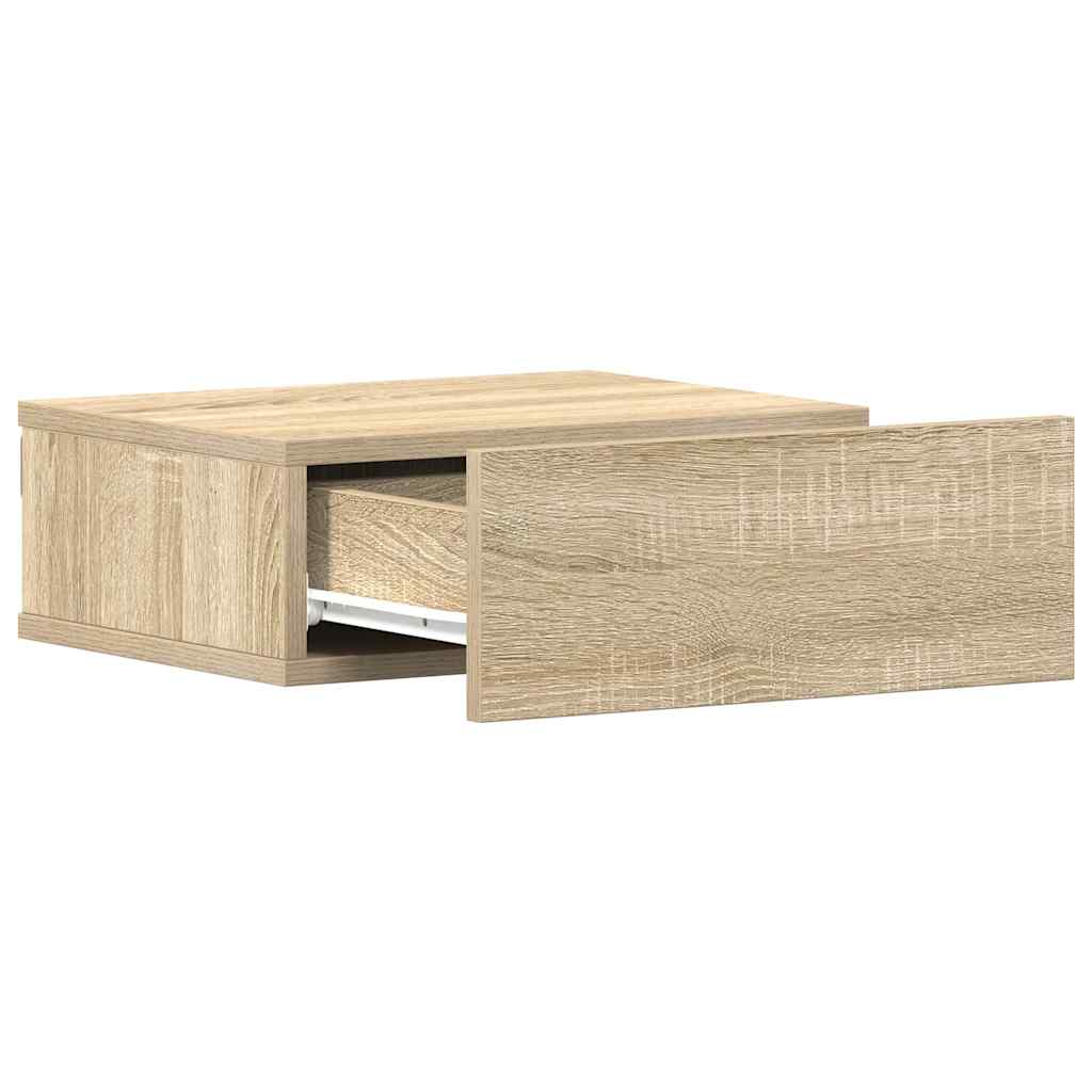 svævende natborde 2 stk. 40 x 30 x 15 cm konstrueret træ sonoma