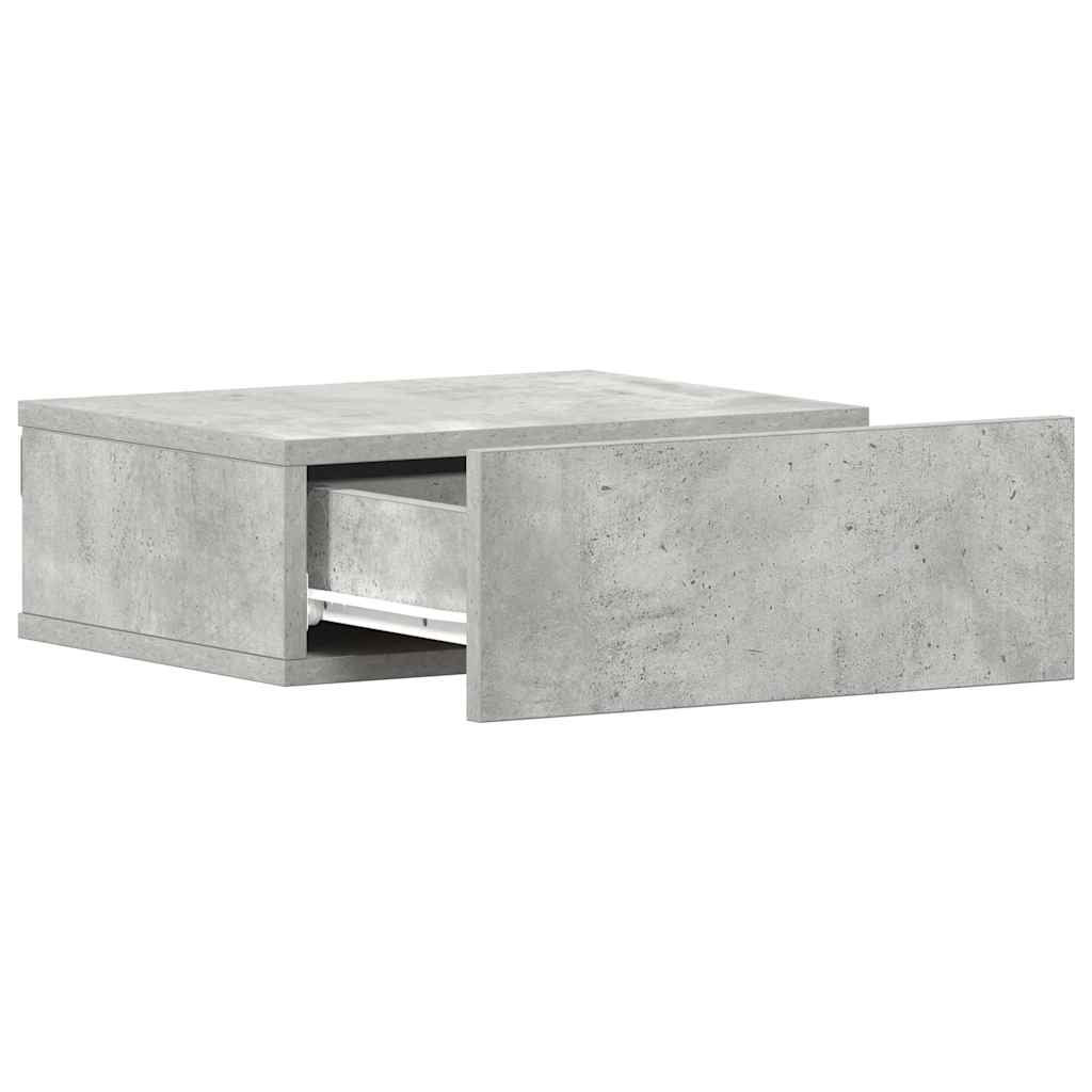svævende natbord 40 x 30 x 15 cm konstrueret træ betongrå