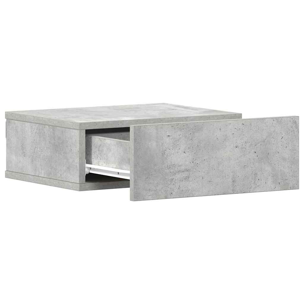 svævende natborde 2 stk. 40 x 30 x 15 cm konstrueret træ grå