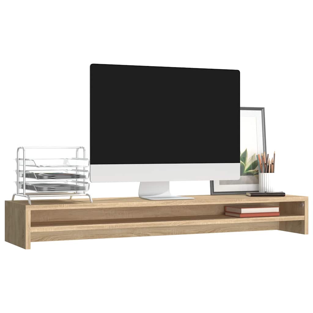 skærmstander 100x24x13 cm konstrueret træ sonoma-eg