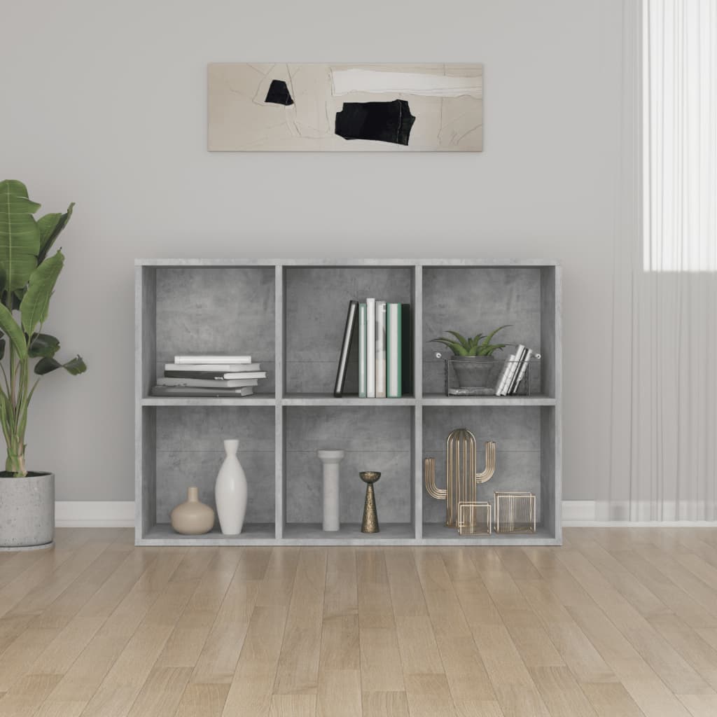 bogreol/skænk 66x30x98 cm konstrueret træ betongrå