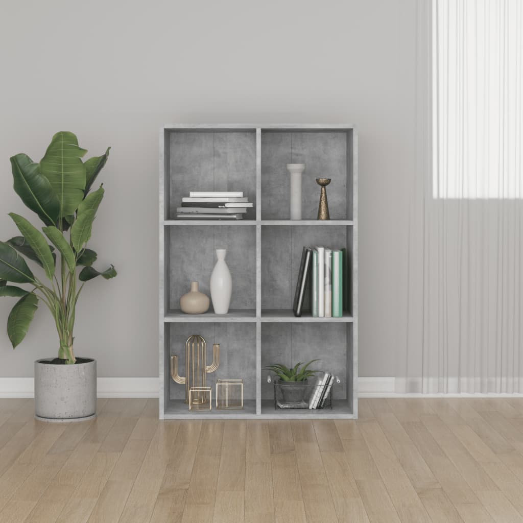 bogreol/skænk 66x30x98 cm konstrueret træ betongrå